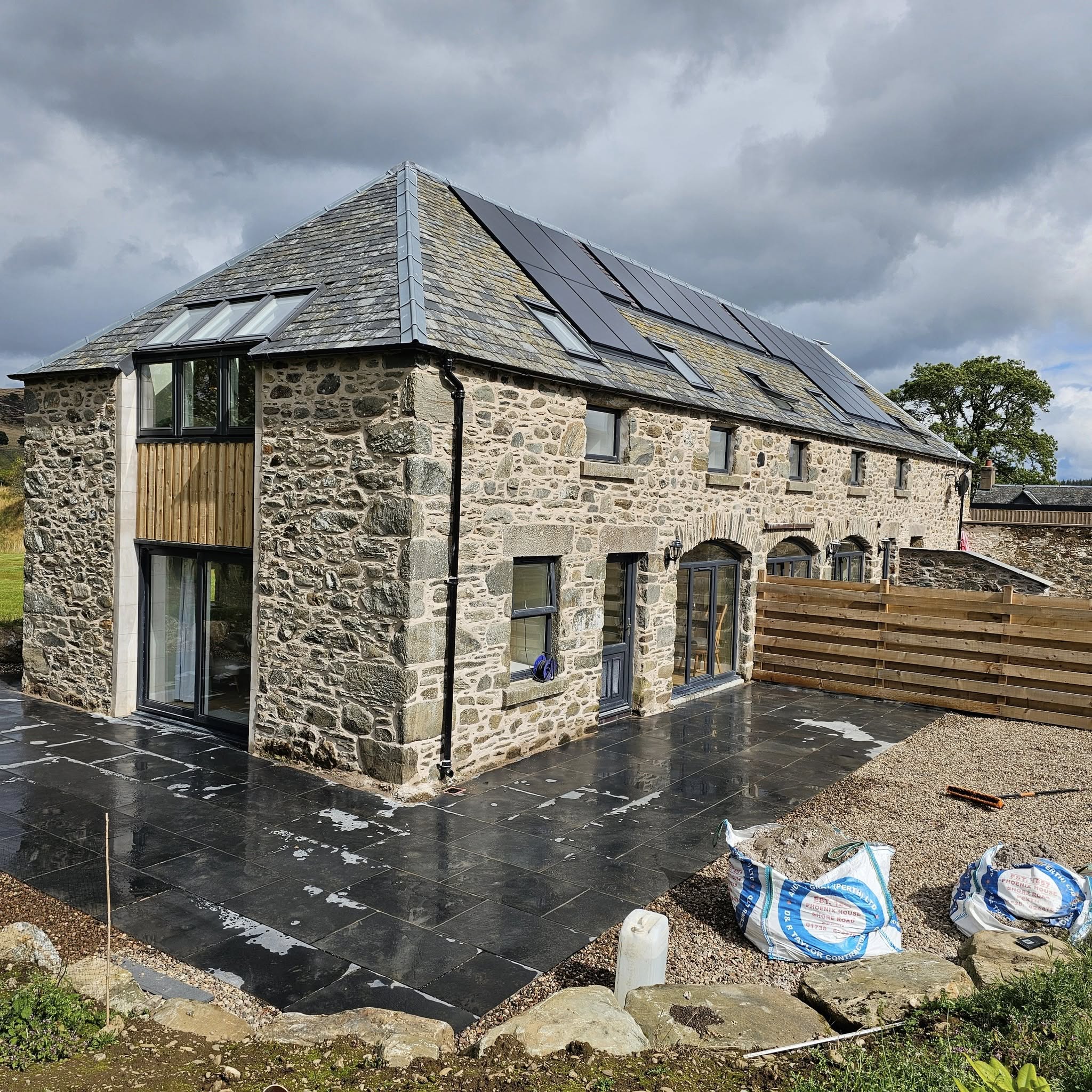 Converted stone barn with new traditional stonework